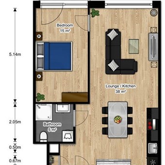 Rotterdam, BREDE HILLEDIJK, 2-kamer appartement - foto 2